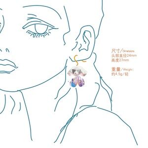 Cute jellyfish earrings, Sterling silver , Rainbow Shine Animal earrings